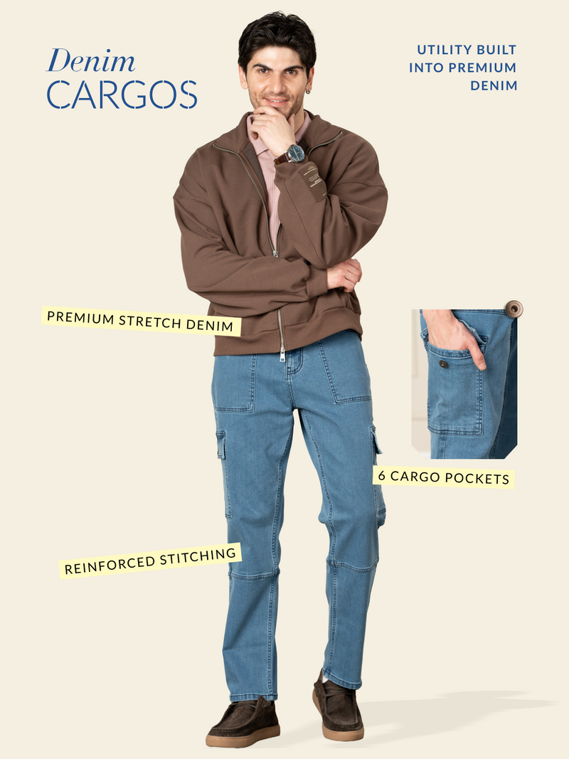 Trek Blue Relaxed Fit Denim Cargos