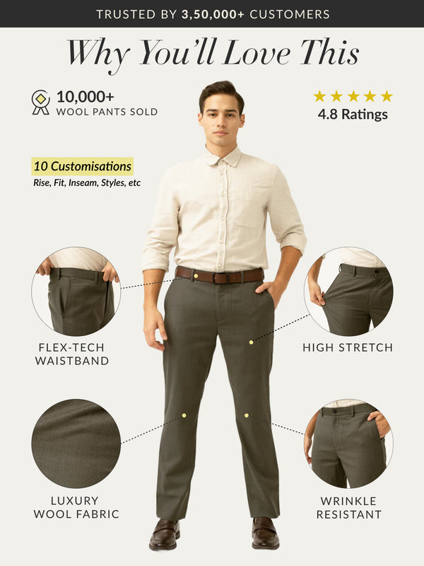 Turtle Olive Luxury Merino Wool Pants