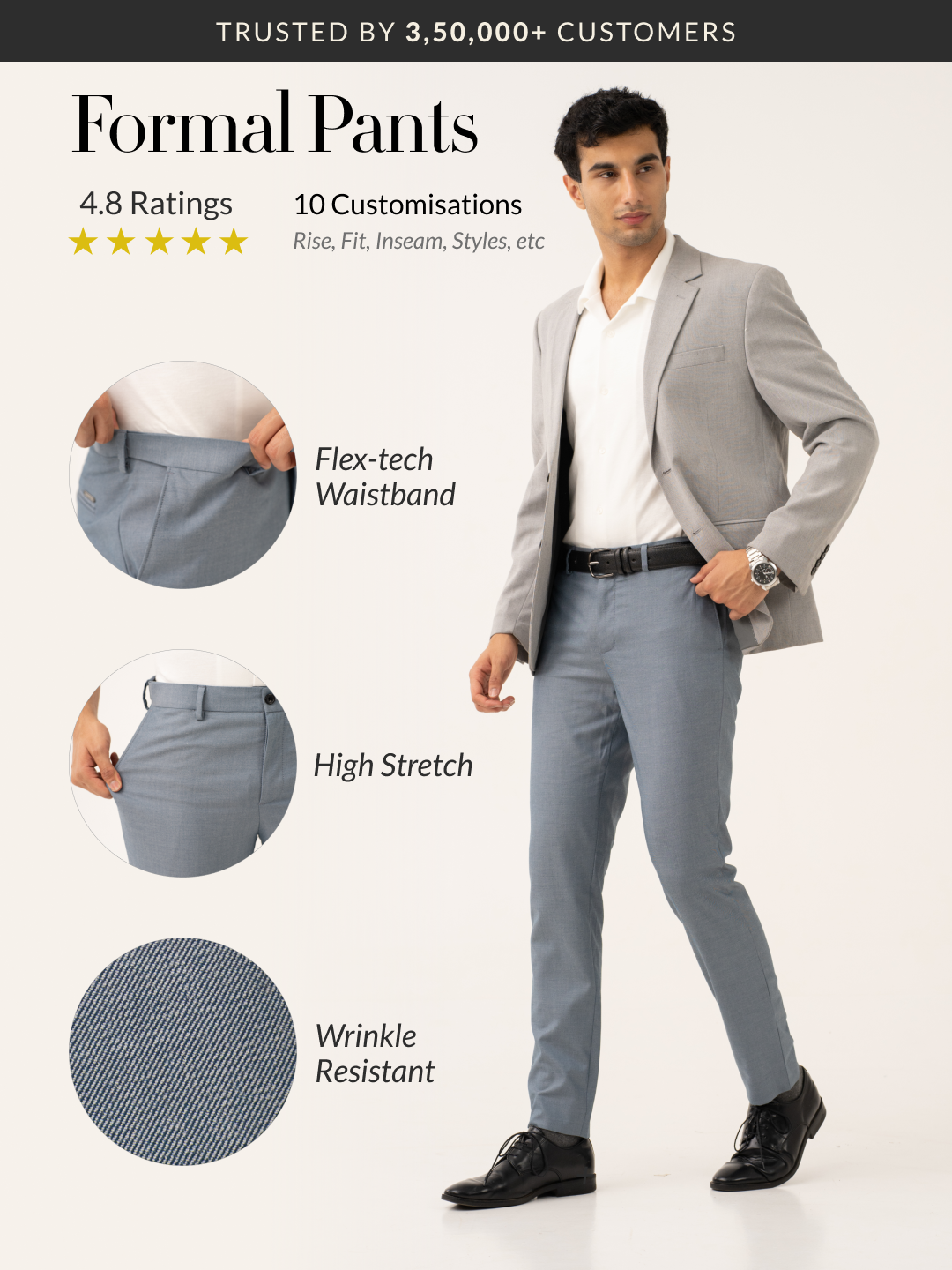 Vail Blue Twill Stretch Formal Pants