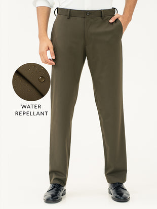 Verdant Olive Water Repellent Relaxed Fit Stretch Formal Pants