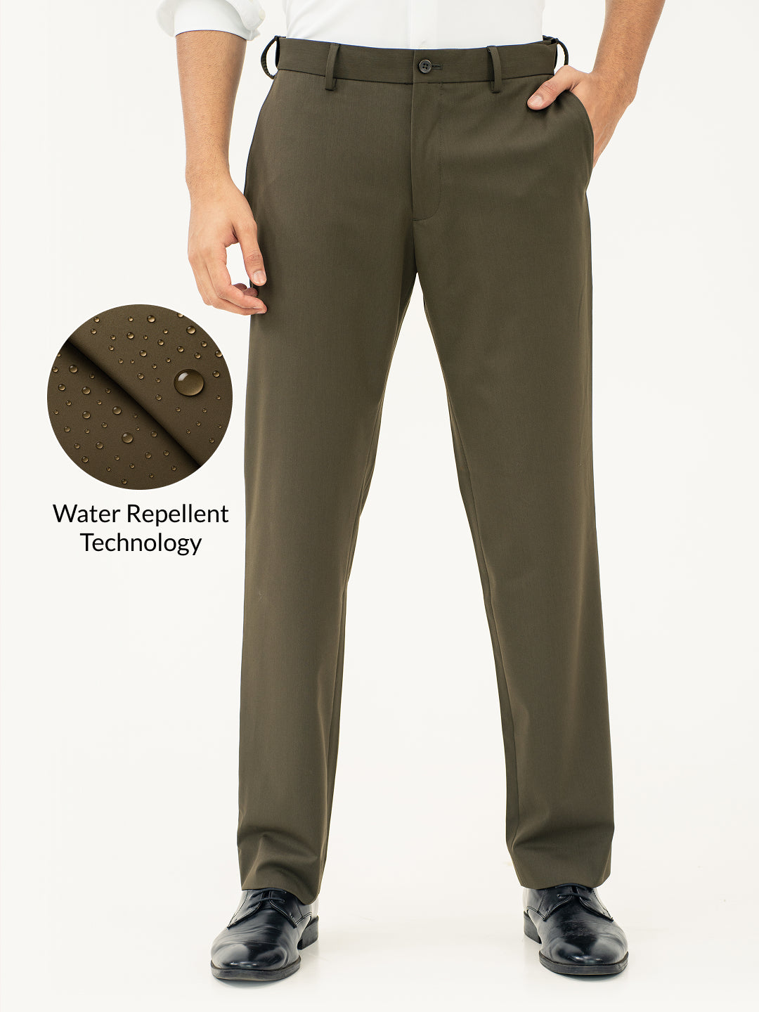 Verdant Olive Water Repellent Relaxed Fit Stretch Formal Pants