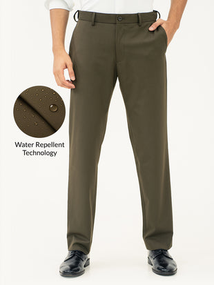 Verdant Olive Water Repellent Relaxed Fit Stretch Formal Pants