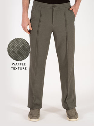 Viren Green Relaxed Fit Power Stretch Korean Pintuck Pants
