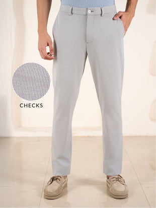 Visual Grey Houndstooth Slim Fit Power Stretch Pants