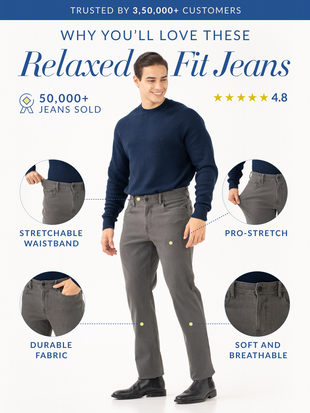 Voyager Grey Pro-Stretch Relaxed Fit Jeans