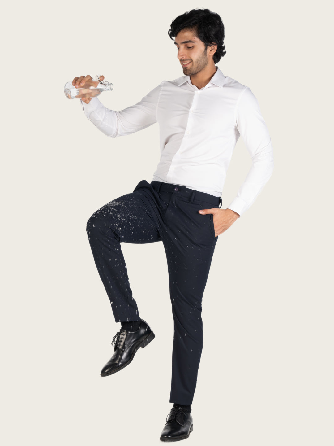Wind Blue Water Repellant Slim Fit Stretch Formal Pants