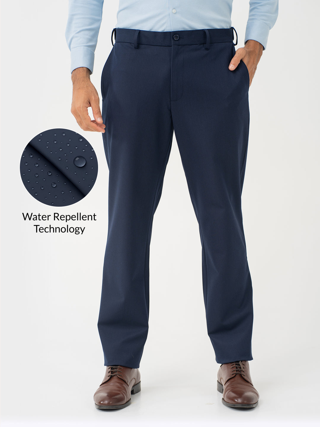 Wind Blue Water Repellent Relaxed Fit Stretch Formal Pants