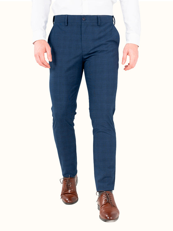 Azure Blue Checks Formal Pants