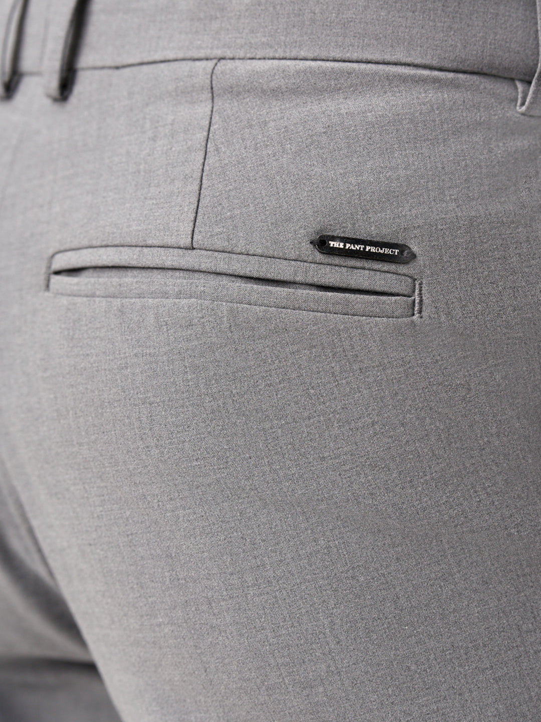 back pocket branding of Pant Project mineral grey stretchable pants