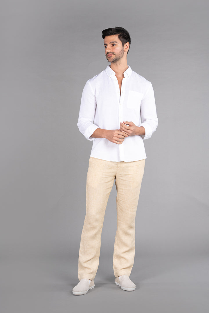 Beige Linen Pants