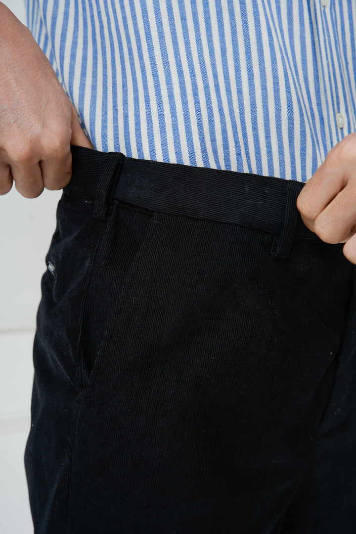 Black Corduroy Stretch Chino Shorts