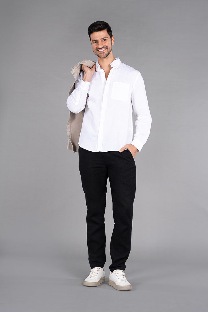 Buy Men's Black 100% Linen Pants Online In India