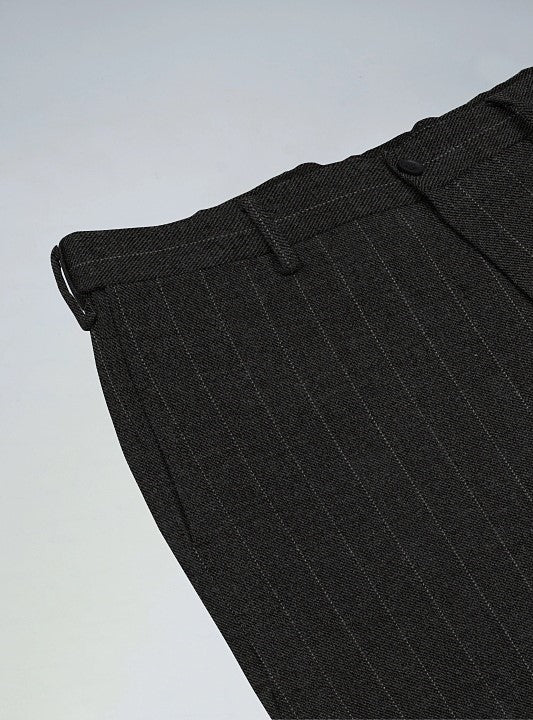 Soot Black Stripes Merino Wool Pants