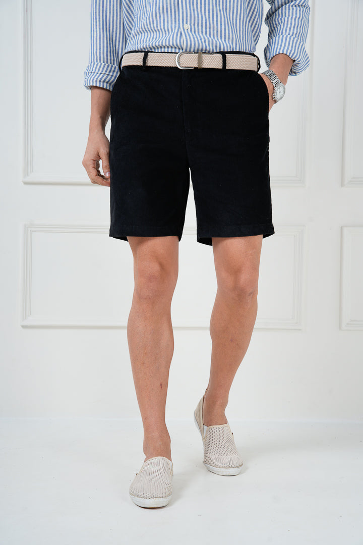 stretchy black chino shorts