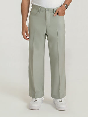 Korean Green Relaxed Fit Pintuck Pants