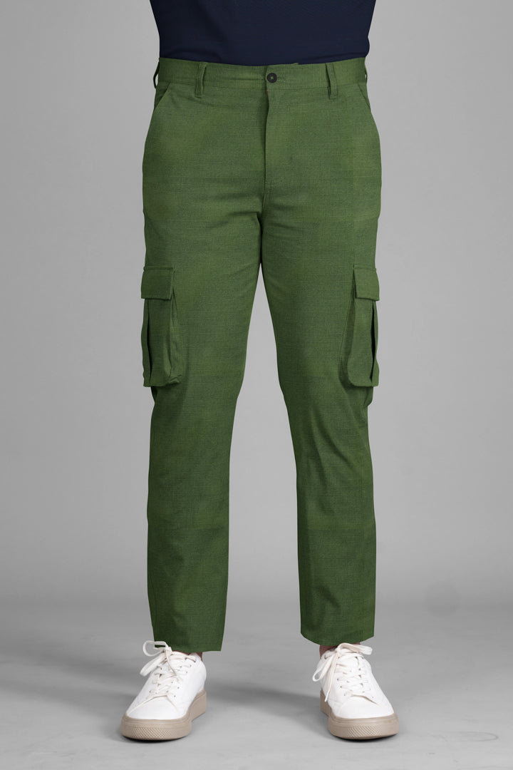 green ripstop textured cargo pants