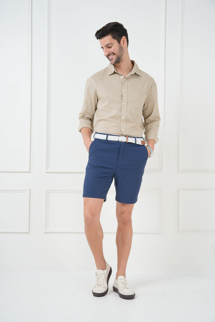 jodhpur blue checks chino shorts  for men