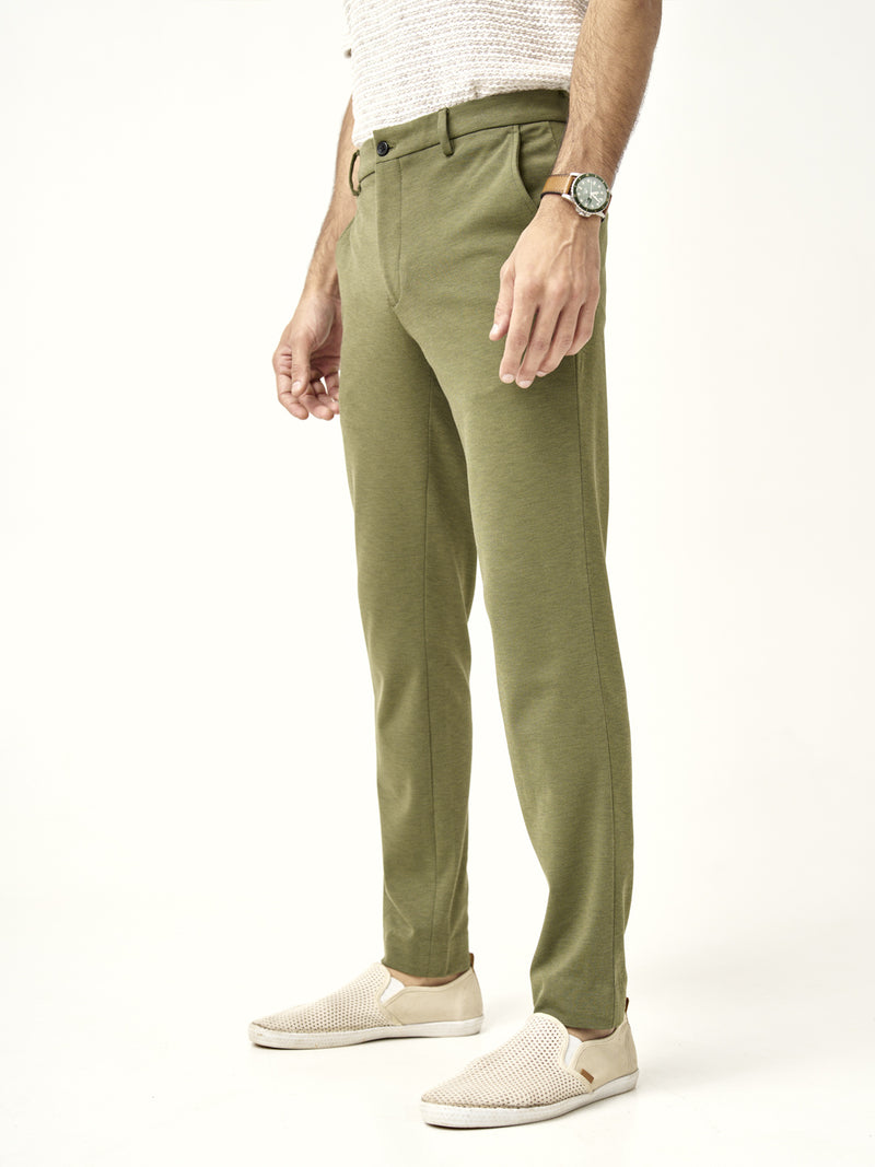 close-up of front military green pants with watch detail by the Pant Project