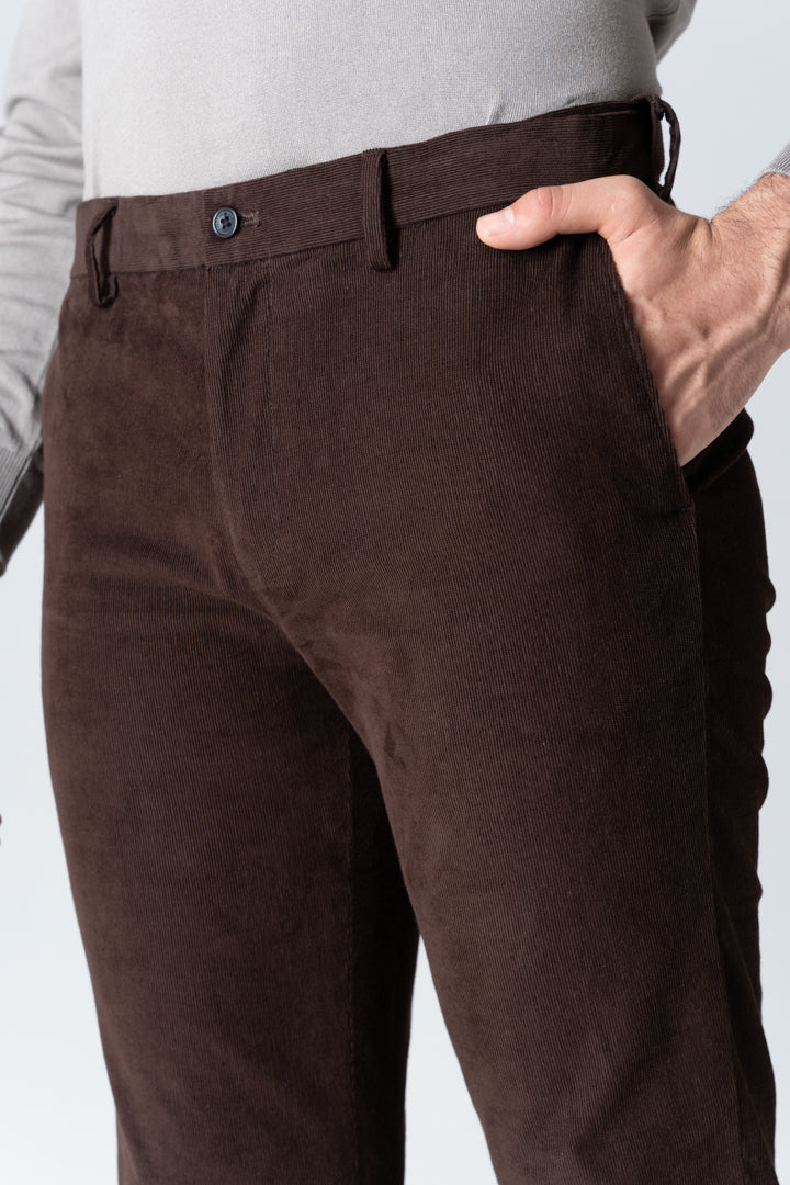 Coffee Brown Corduroy Stretch Pants