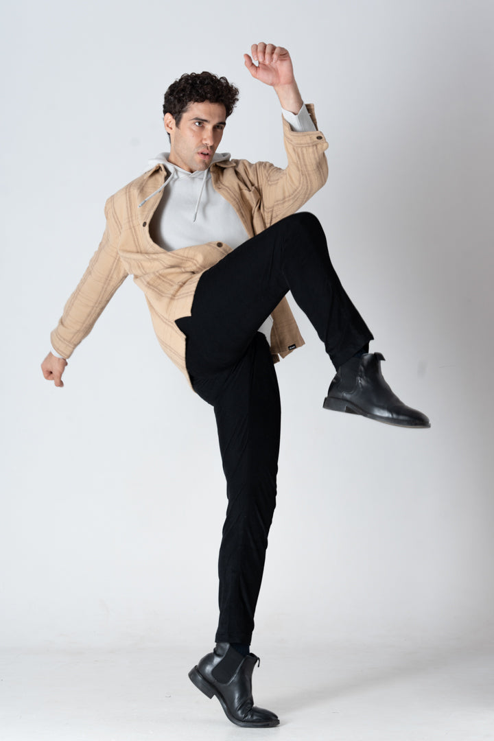 deep black corduroy pants
