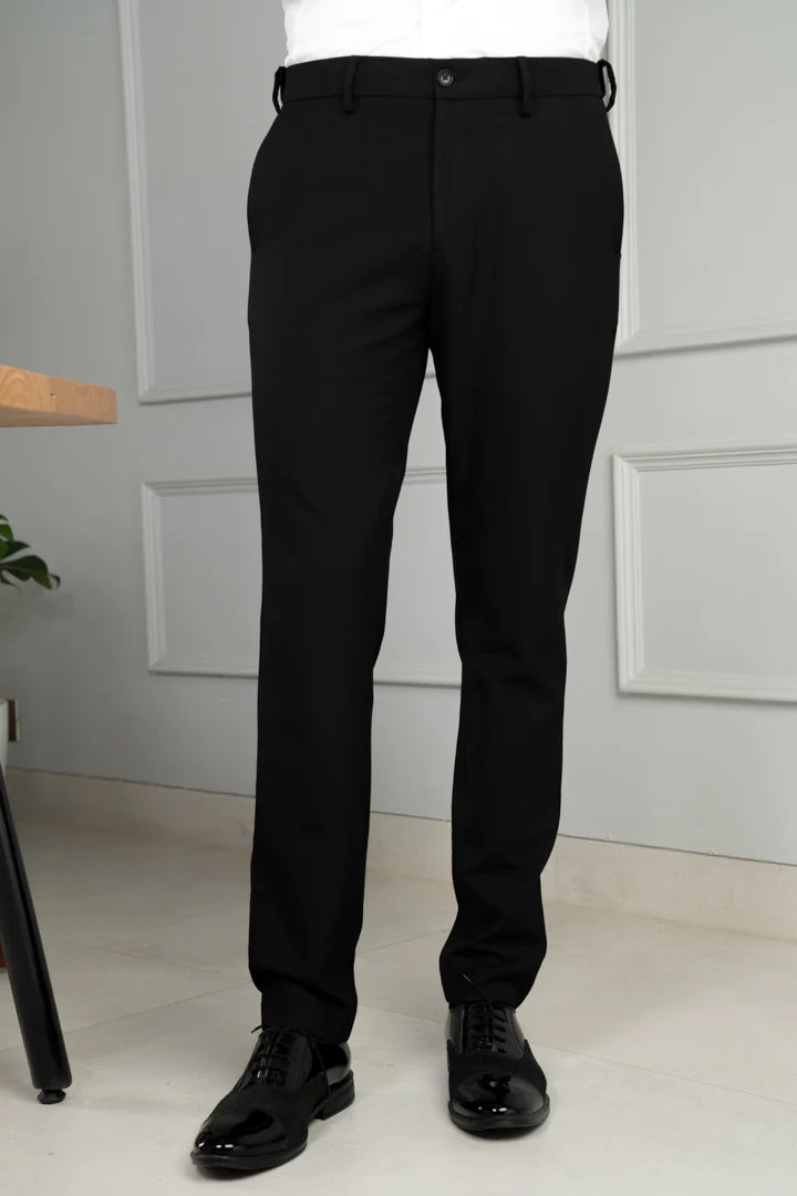Ebony Black Stretchable Formal Pants