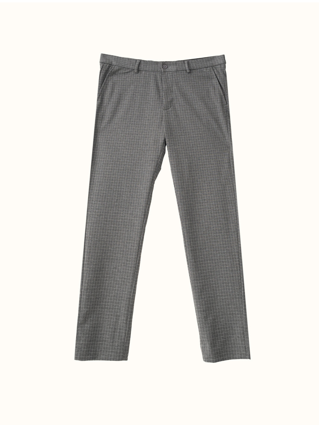 flat lay of grey check pants from the Pant Project