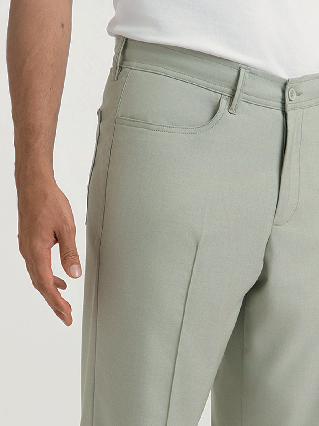 Buy Men's Green Relaxed Fit Korean Pants With 4 Way Stretch Online