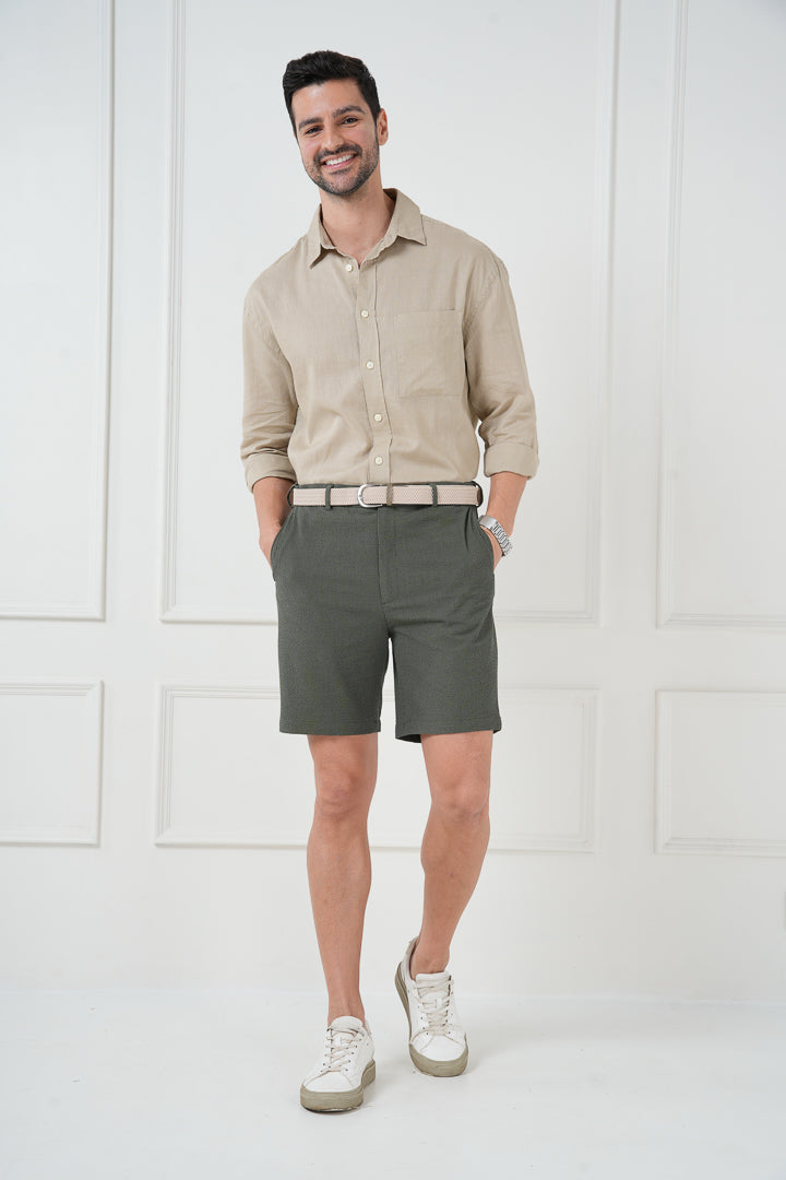 green seersucker chino shorts
