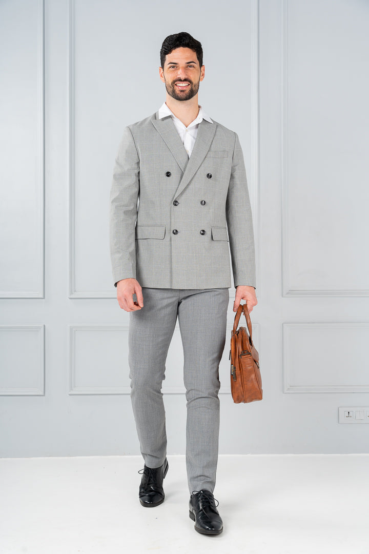 misty grey melange trousers