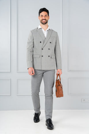 misty grey melange trousers