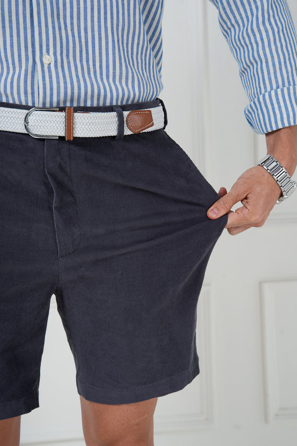 Grey Corduroy Stretch Chino Shorts