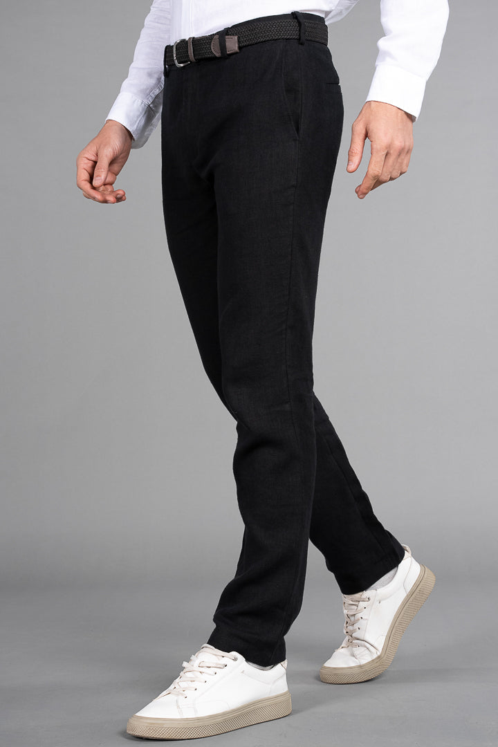 Buy Men's Black 100% Linen Pants Online In India