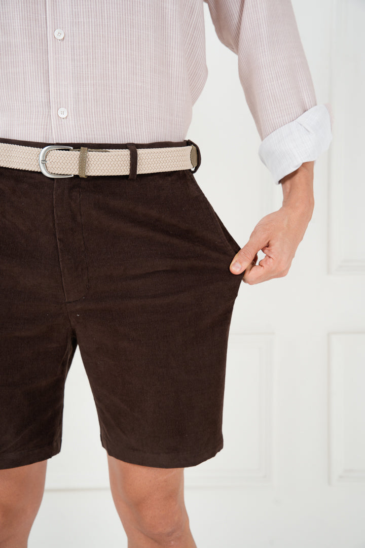 Coffee Brown Corduroy Stretch Chino Shorts