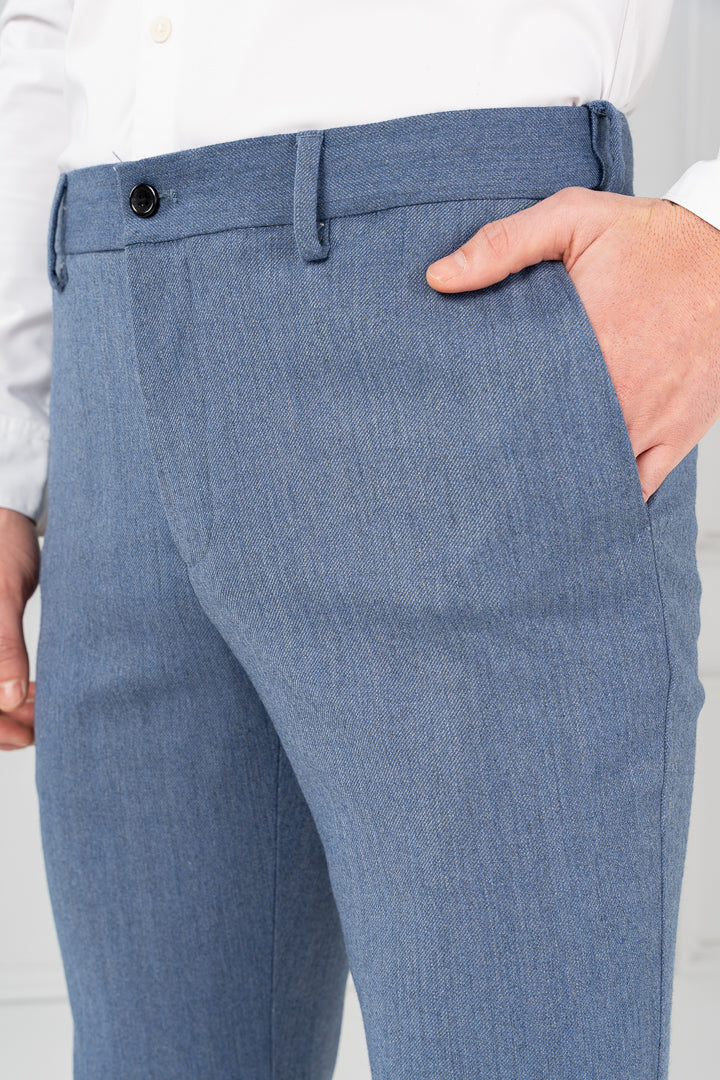 blue wool twill trousers