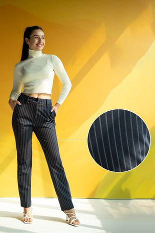 stripe navy blue pants