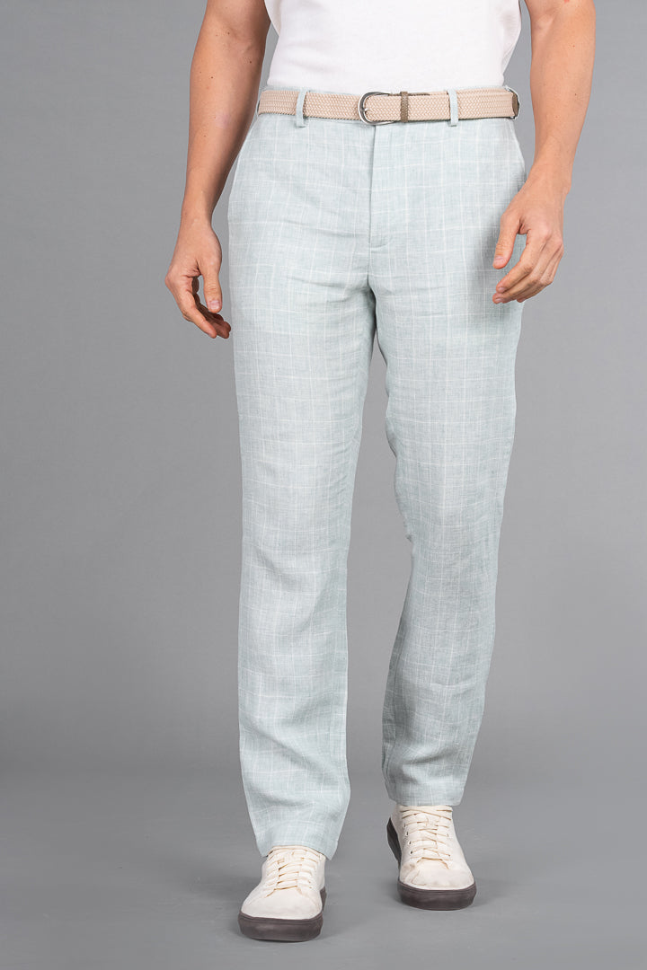 pista green linen pants