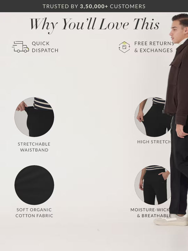 Vinyl Black Cotton Sweatpants
