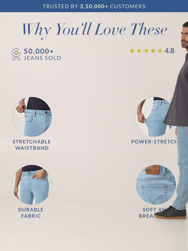 Sky Blue Power-Stretch Slim Fit Jeans