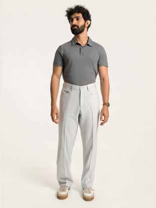Korean Grey Relaxed Fit Pintuck Pants