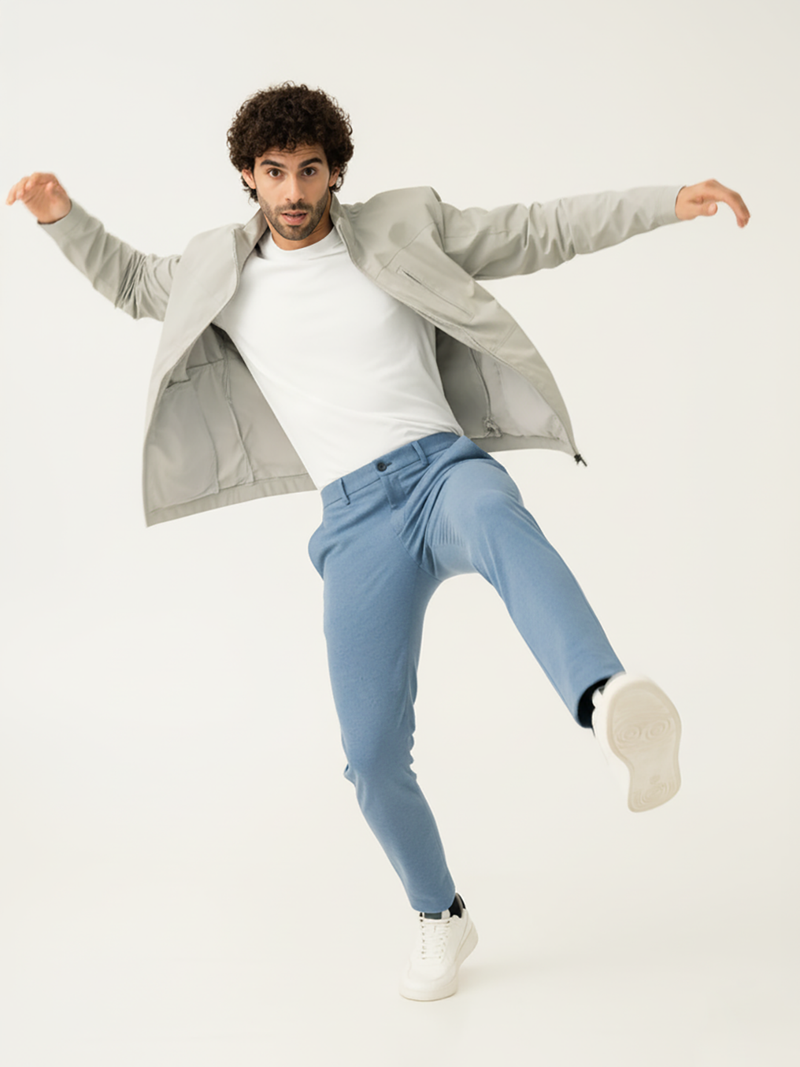 Tidal Blue Melange Slim Fit Power Stretch Pants
