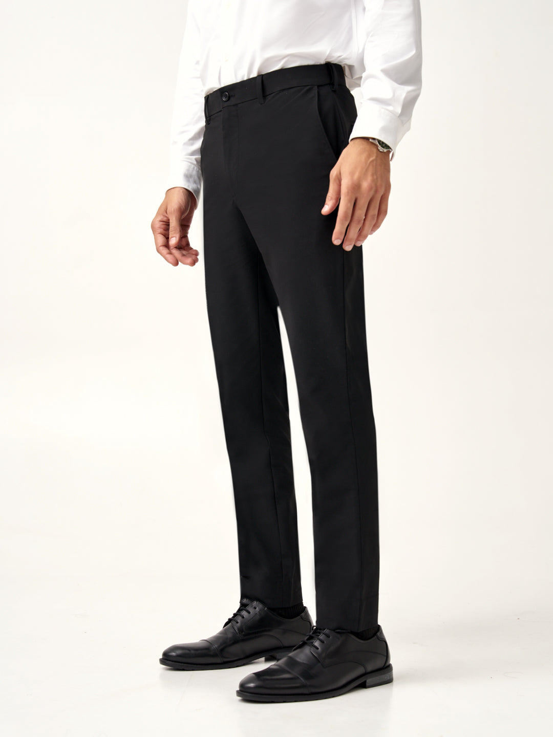 side view of Pant Project ebony black stretchable trousers