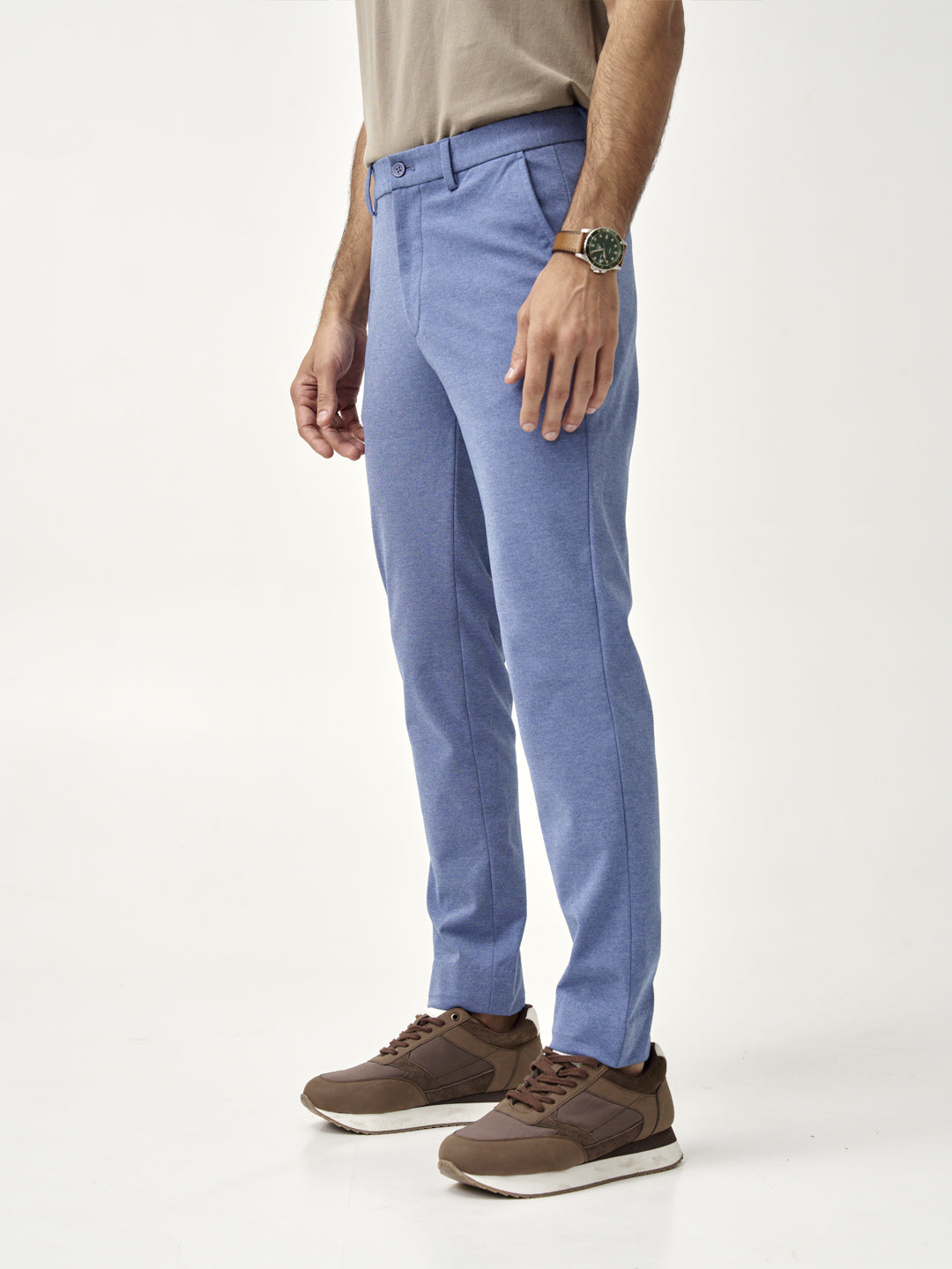 side view of the ocean waves pants from the Pant Project with brown sneakers