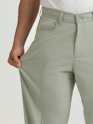 Korean Green Relaxed Fit Pintuck Pants