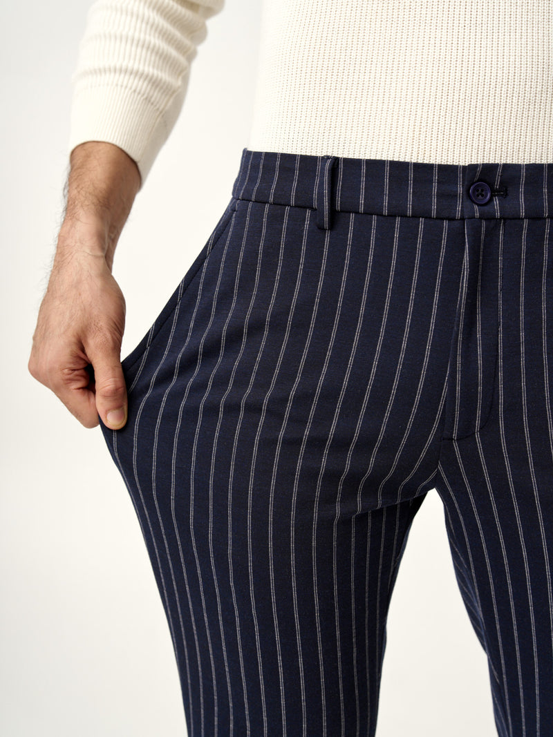 Buy Men s Navy Blue Power Stretch Pants Online In India