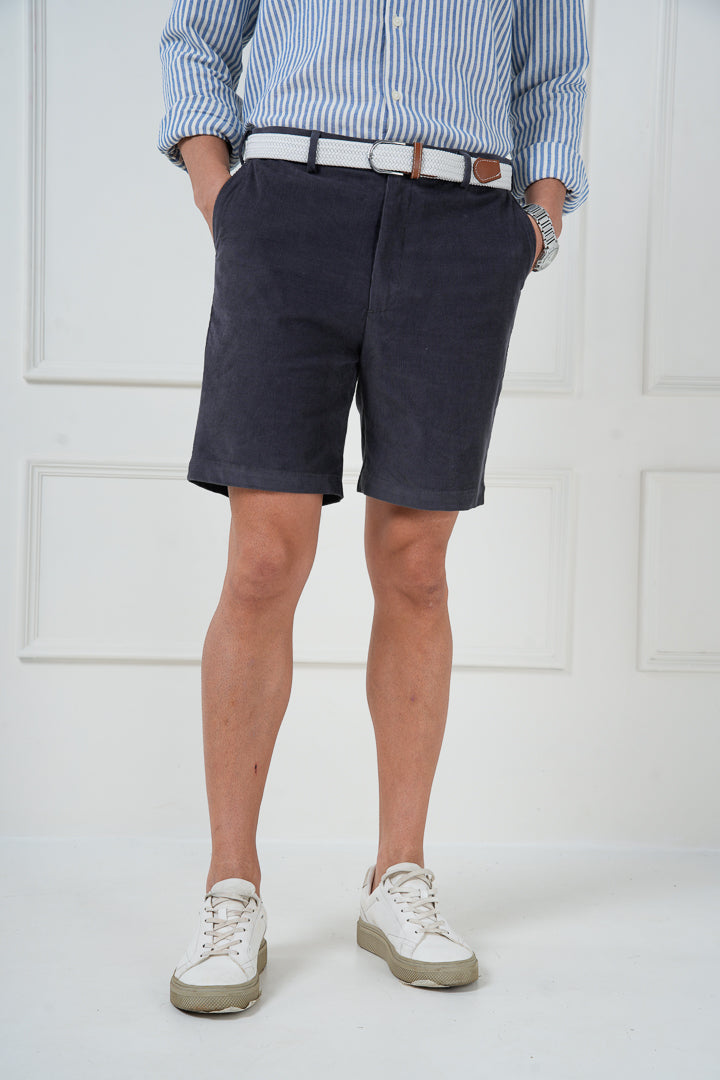 Grey Corduroy Stretch Chino Shorts