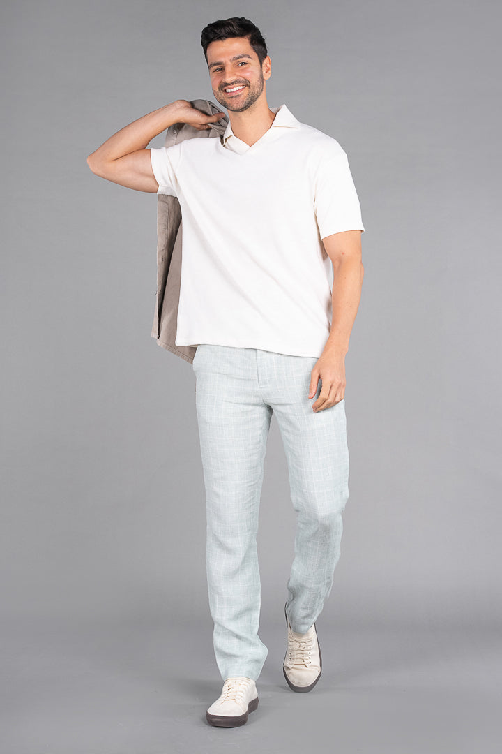 green linen pants