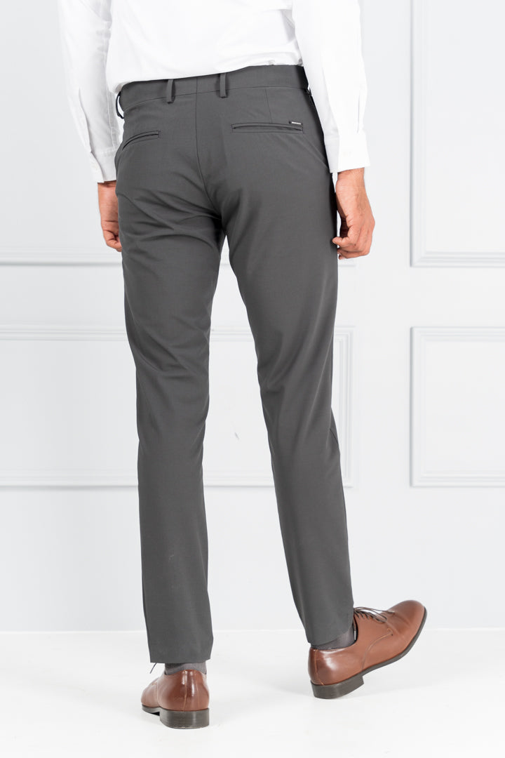 Ash Grey Slim Fit Stretch Formal Pants