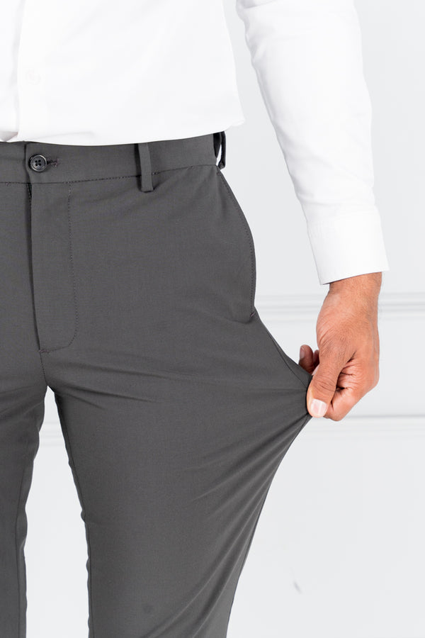 Ash Grey Slim Fit Stretch Formal Pants