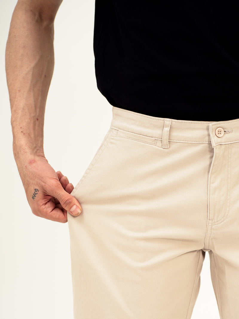 Claude Cream Stretch Chino Shorts