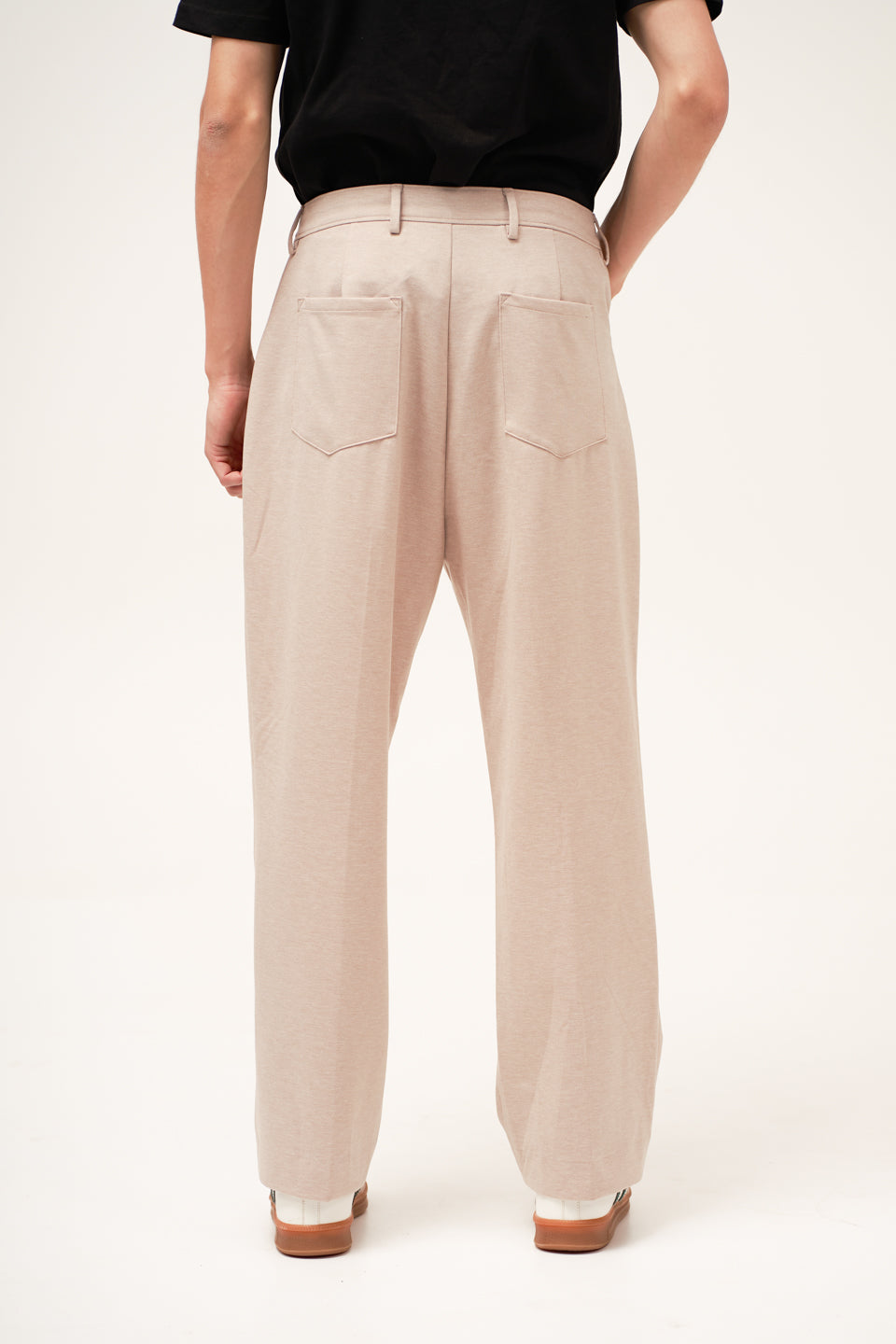 Tofu Beige Relaxed Fit Pintuck Pants